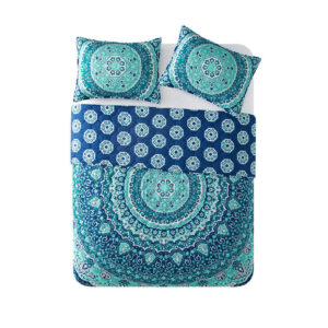 Traditional Teal Medallion Reversible Quilt