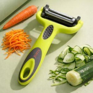 3-in-1 Stainless Steel Vegetable & Fruit Peeler – Straight, Serrated & Julienne Blades – Sharp Multipurpose Kitchen Peeler for Veggies, Fruits, Salad Prep & Professional Use
