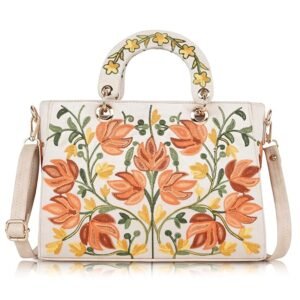 EVEDA Synthetic Leather Gorgeous Embroidery Stylish Design Shoulder Crossbody Hobo Women Handbag